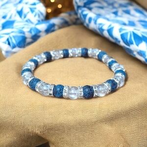 Handcrafted Lava Bead and Acrylic Bead Bracelet